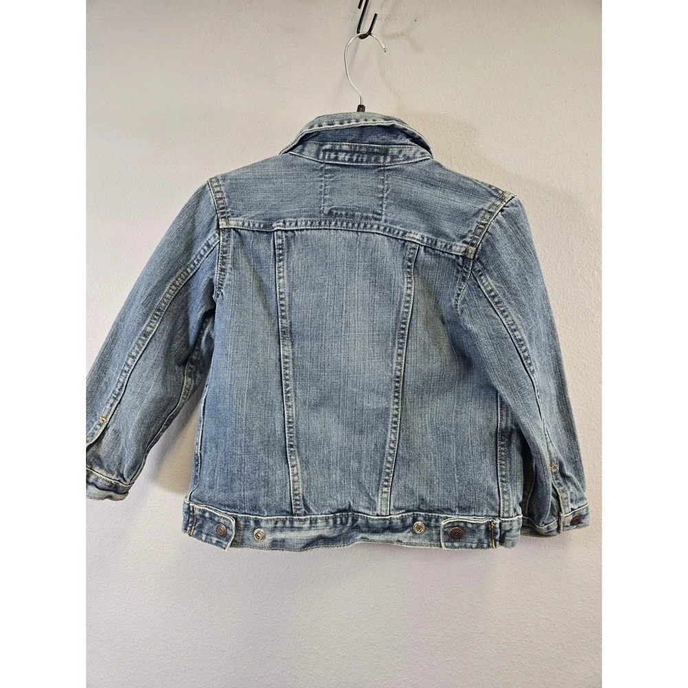Old Navy Denim Trucker Jacket Medium Wash Distressed Jean Coat XS
